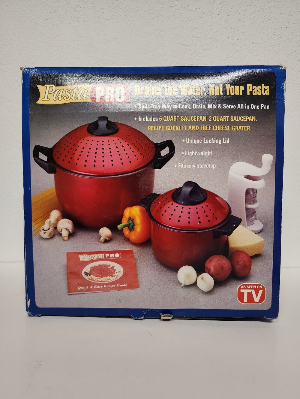 Vintage Pasta Pro Cook Drain & Serve As seen on TV 2 Quart & 6 Quart SET
